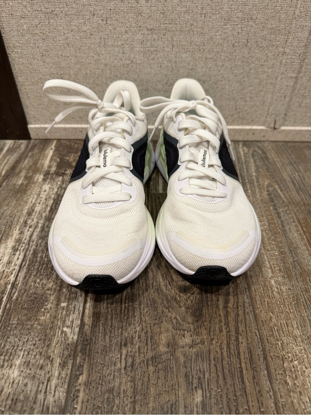 lululemon athletica cream and Black Women's Running Shoes with Green Accent